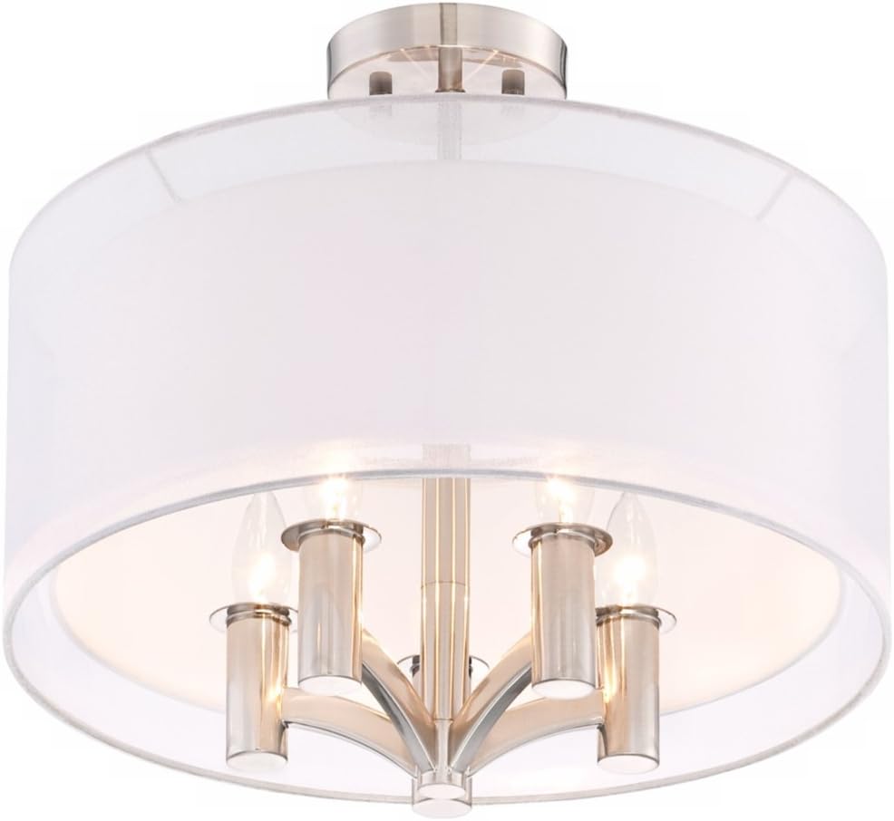 Semi Flush Mount Ceiling Light 18" Wide 5-Light Brushed Nickel P2171