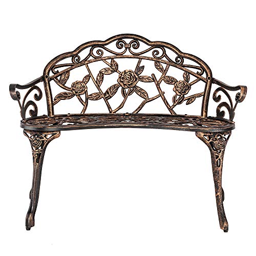 Outdoor Metal Rose Bench for Garden Patio Yard Decor Z65822
