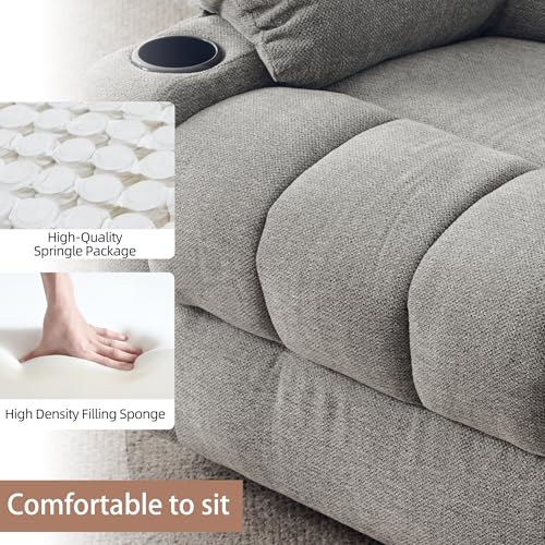 Swivel Recliner Chair with Massage and Heat, Fabric Upholstery, Lime Gray Y550941