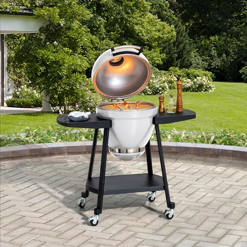 Charcoal Kamado Grill with Pizza Stone and Wheels Y970299