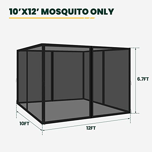 10x10 Gazebo Replacement Mosquito Netting, 4-Panel Sidewall with Zippers D424