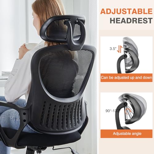 Ergonomic High-Back Mesh Rolling Desk Chair with Adjustable Headrest, Pink S9181