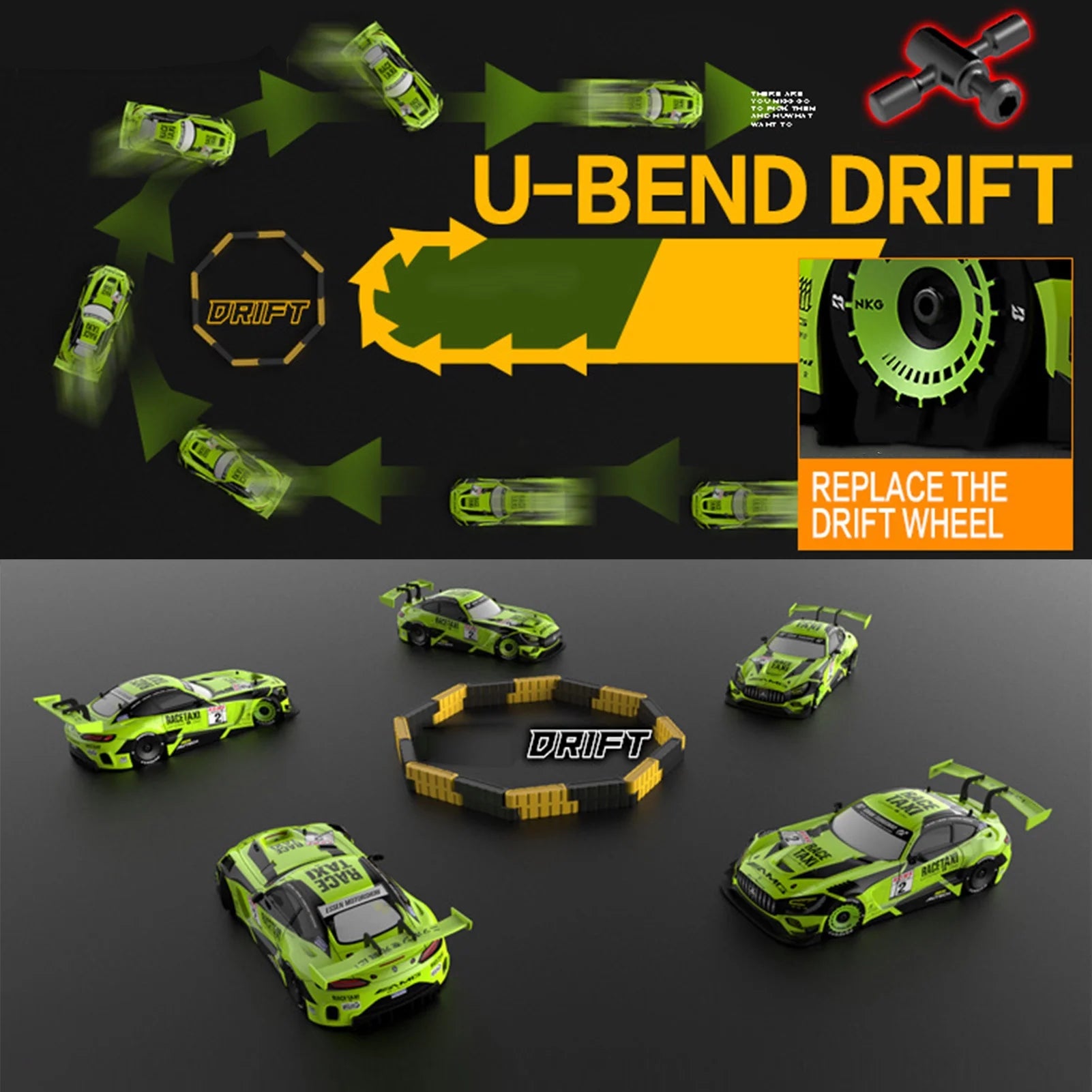 RC Drift Car 1/16 4WD High Speed Racing Car with LED Light R395