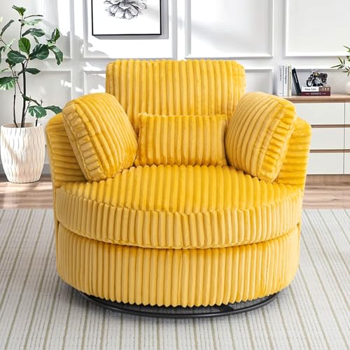 Round Swivel Barrel Chair with Ottoman for Living Room Bedroom G375183