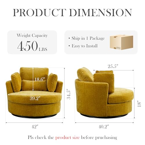 Oversized Swivel Barrel Chair with Ottoman, Chenille, Beige M813