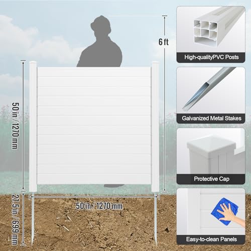 Outdoor Privacy Screens 50x50 Inch, Vinyl Fence for AC Unit and Trash Can Enclosure, 2-Panel O524