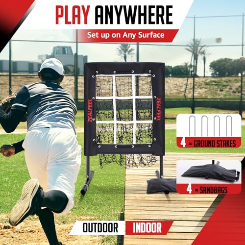 9 Hole Baseball Pitching Net with Strike Zone and Carry Bag V4525