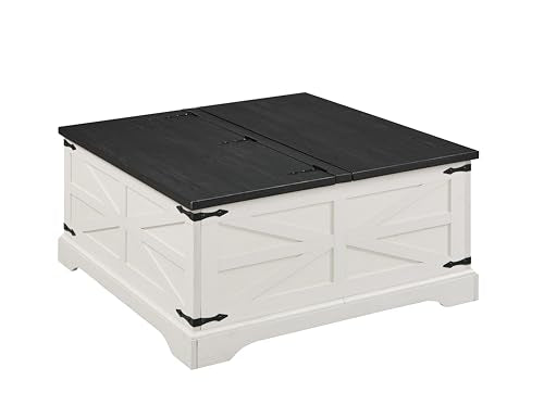 Farmhouse Lift Top Coffee Table with Storage, 36" Wood Square Center Table, Light Brown V399