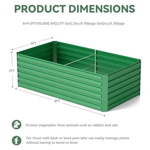 Galvanized Raised Garden Bed 8x4x2ft, Large Metal Planter Box for Outdoor Vegetables, Flowers & Herbs D2106