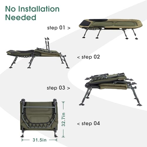 Folding Camping Cot with Mattress for Adults, Portable Outdoor Lounger A59312