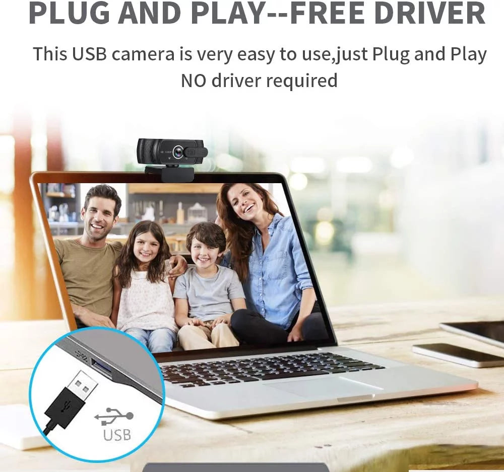 Webcam with Microphone, 1080P HD, Privacy Shutter and Tripod Stand K591566