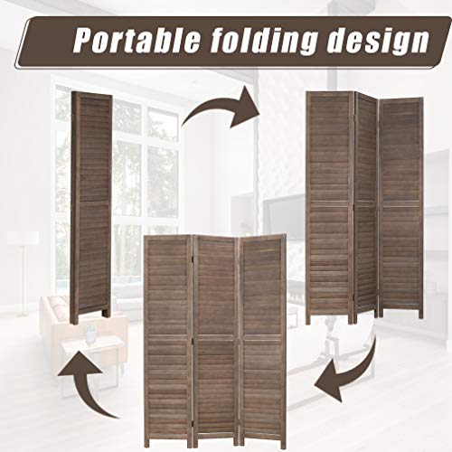 6 Panel Wood Room Divider Privacy Screen Freestanding White U13428