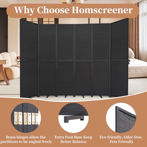Bamboo Room Divider 4 Panel Freestanding Folding Privacy Screen T33053