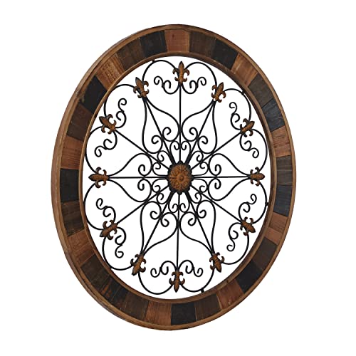Metal Fleur De Lis Wall Decor, 25 x 23 Inches, Brown X90268