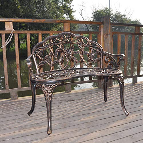Outdoor Metal Rose Bench for Garden Patio Yard Decor Z65822