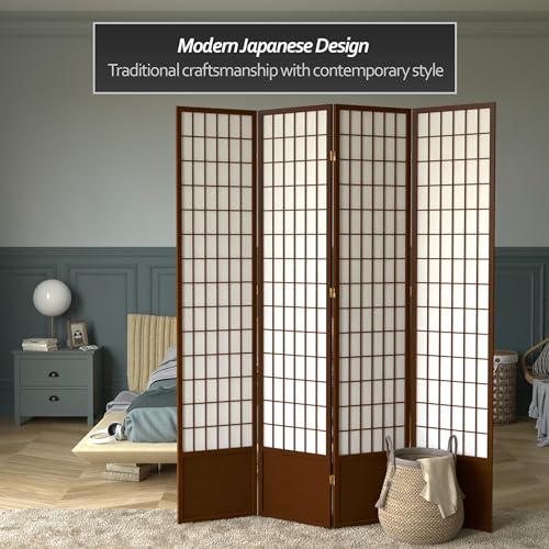 7 ft. Tall Window Pane Shoji Screen Room Divider, 3 Panels, White S15216
