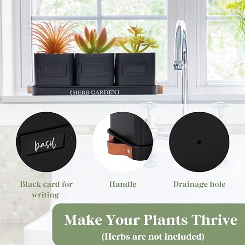 Indoor Herb Garden Planter Set with Tray and Drainage H7645