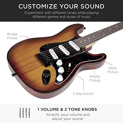 39in Full Size Beginner Electric Guitar Starter Kit with Case and Amp E13920
