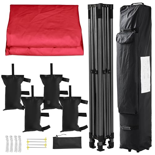 Heavy Duty Pop Up Canopy Tent 10x20 with Wheeled Carry Bag, White Q36763