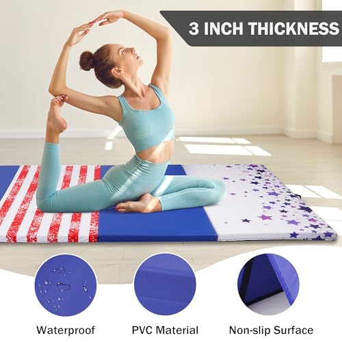 Folding Exercise Gymnastics Mat 4x10x3 Inch with Carrying Handles C40381
