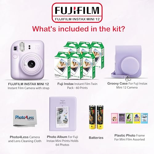 Instax Mini 12 Instant Camera Bundle with 60 Sheets Film and Accessories D684321