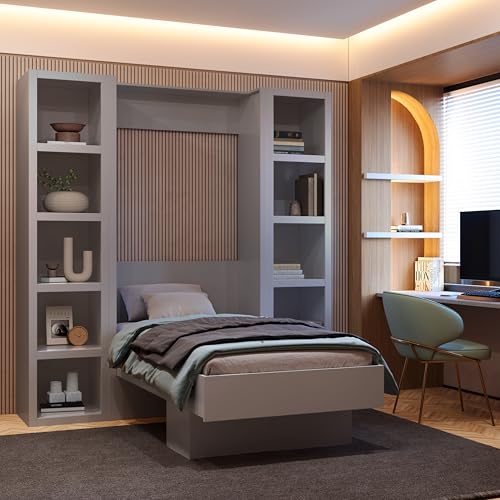 Queen Murphy Wall Bed with Two Bookshelves Z468