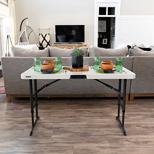 4-Foot Commercial Adjustable Folding Table, Almond T677
