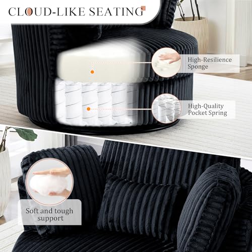 Round Swivel Barrel Chair with Ottoman for Living Room Bedroom G375183