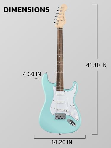 Stratocaster Electric Guitar Bundle with Amplifier, Gig Bag, Strap, Cable, Picks, and DVD F102