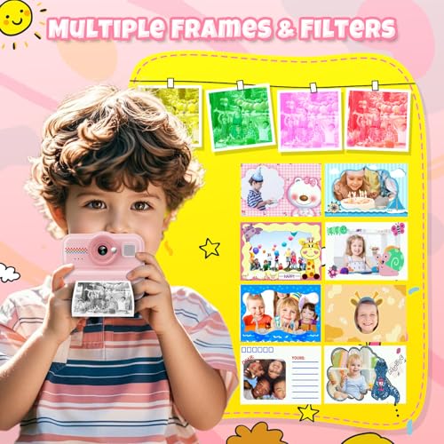 Kids Instant Print Camera 1080P HD with 3 Rolls Paper & 32GB Card U8422