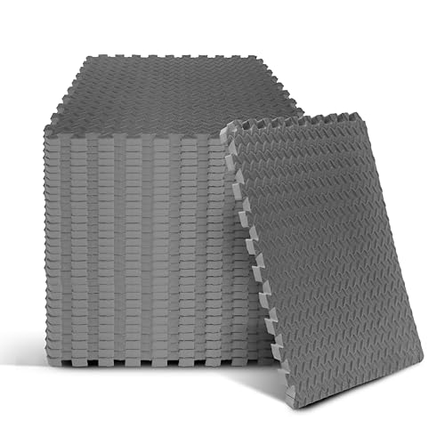 Puzzle Exercise Mat for Home Gym, EVA Interlocking Foam Floor Tiles with Border O344855