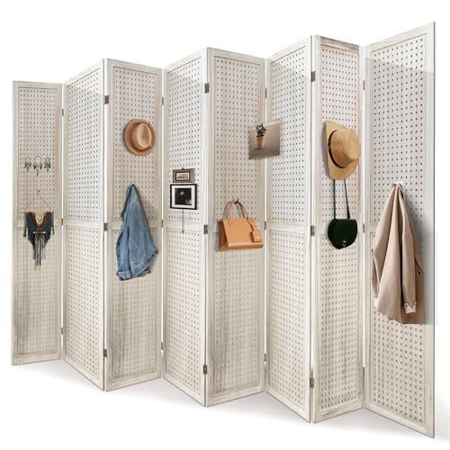 6 Panel Wooden Room Divider with Shelves P850285