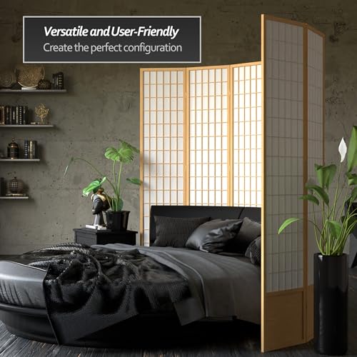 7 ft. Tall Window Pane Shoji Screen Room Divider, 3 Panels, White S15216