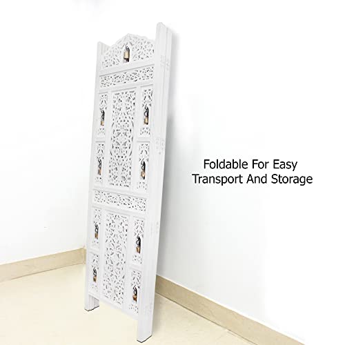4 Panel Folding Wood Room Divider, Antique Brown, 72 x 80 P209