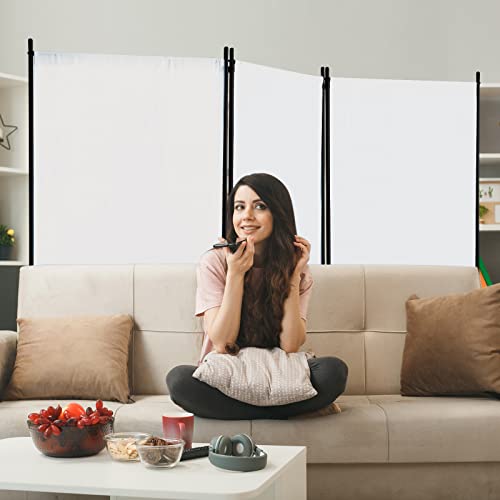 4 Panel Folding Room Divider Privacy Screen with Steel Frame F2996