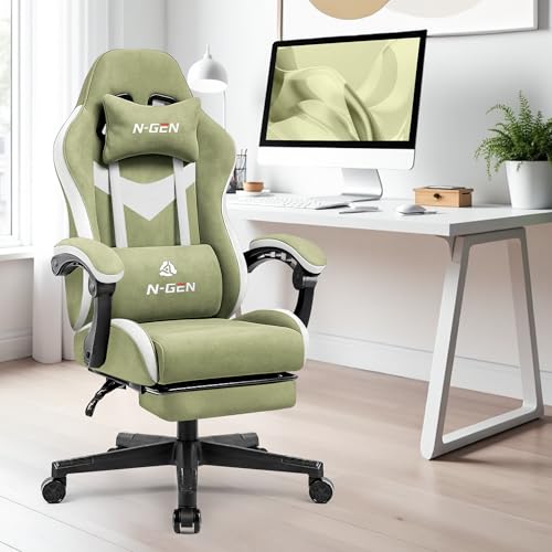Gaming Chair with Footrest Lumbar Support High Back Recliner Ergonomic Leather L124