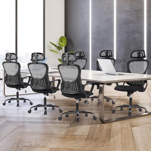 Ergonomic High-Back Mesh Rolling Desk Chair with Adjustable Headrest, Pink S9181