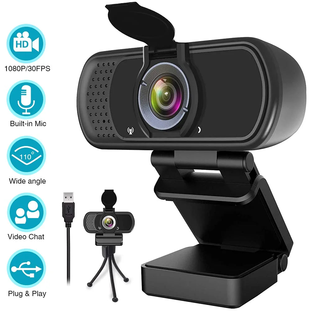 1080P Webcam with Microphone and Tripod Stand H28518