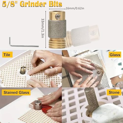 Glass Grinder for Stained Glass, Mini Portable Tool with 5/8" Grinder Bits S6817
