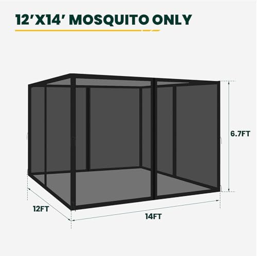 10x10 Gazebo Replacement Mosquito Netting, 4-Panel Sidewall with Zippers D424
