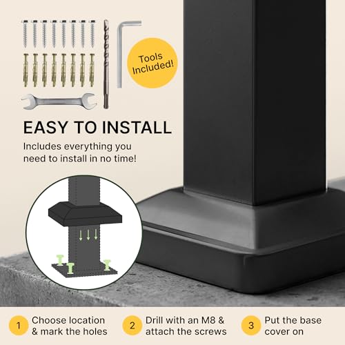 Outdoor Step Handrail for 3 Steps, Black Stair Railing Kit O386