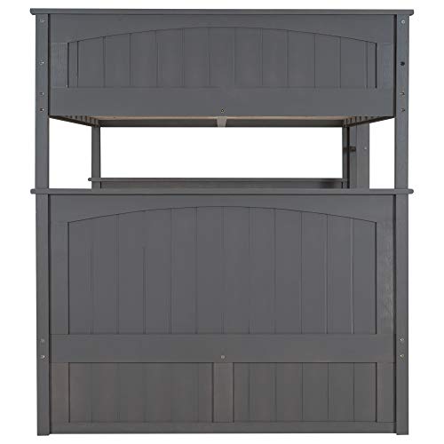Twin Over Full Bunk Bed with Slide and Stairs for Kids I642
