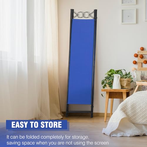 4 Panel Room Divider 6FT Steel Frame Folding Privacy Screen G872592
