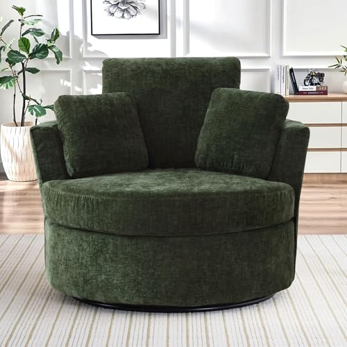 Round Swivel Barrel Chair with Ottoman for Living Room Bedroom G375183