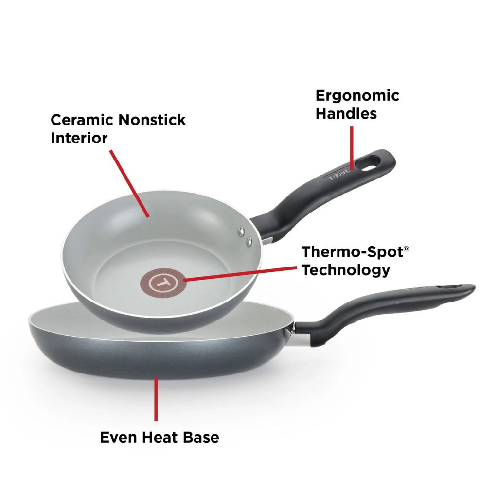 Ceramic Cookware, 2 Piece Fry Pan Set, 8.5 & 10.5 inch, Black C799760