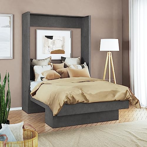 Full Murphy Wall Bed in White with Shelf Q5664