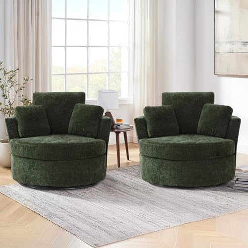 Round Swivel Barrel Chair with Ottoman for Living Room Bedroom G375183