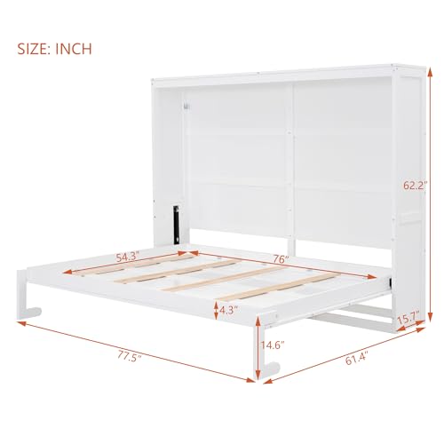 Modern Farmhouse Solid Wood Murphy Cabinet Bed Queen Gray B72702