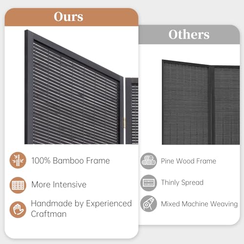 Bamboo Room Divider 4 Panel Freestanding Folding Privacy Screen T33053