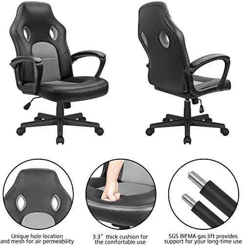 High Back Ergonomic Leather Gaming Chair, Adjustable, Blue S74277